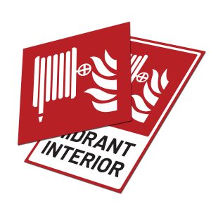 Indicator F002 hidrant interior, variantele dreptunghiulară cu text și pătrată fără text