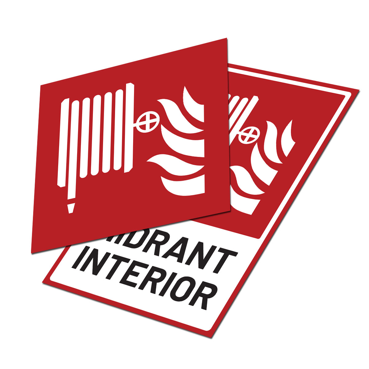Indicator F002 hidrant interior, variantele dreptunghiulară cu text și pătrată fără text